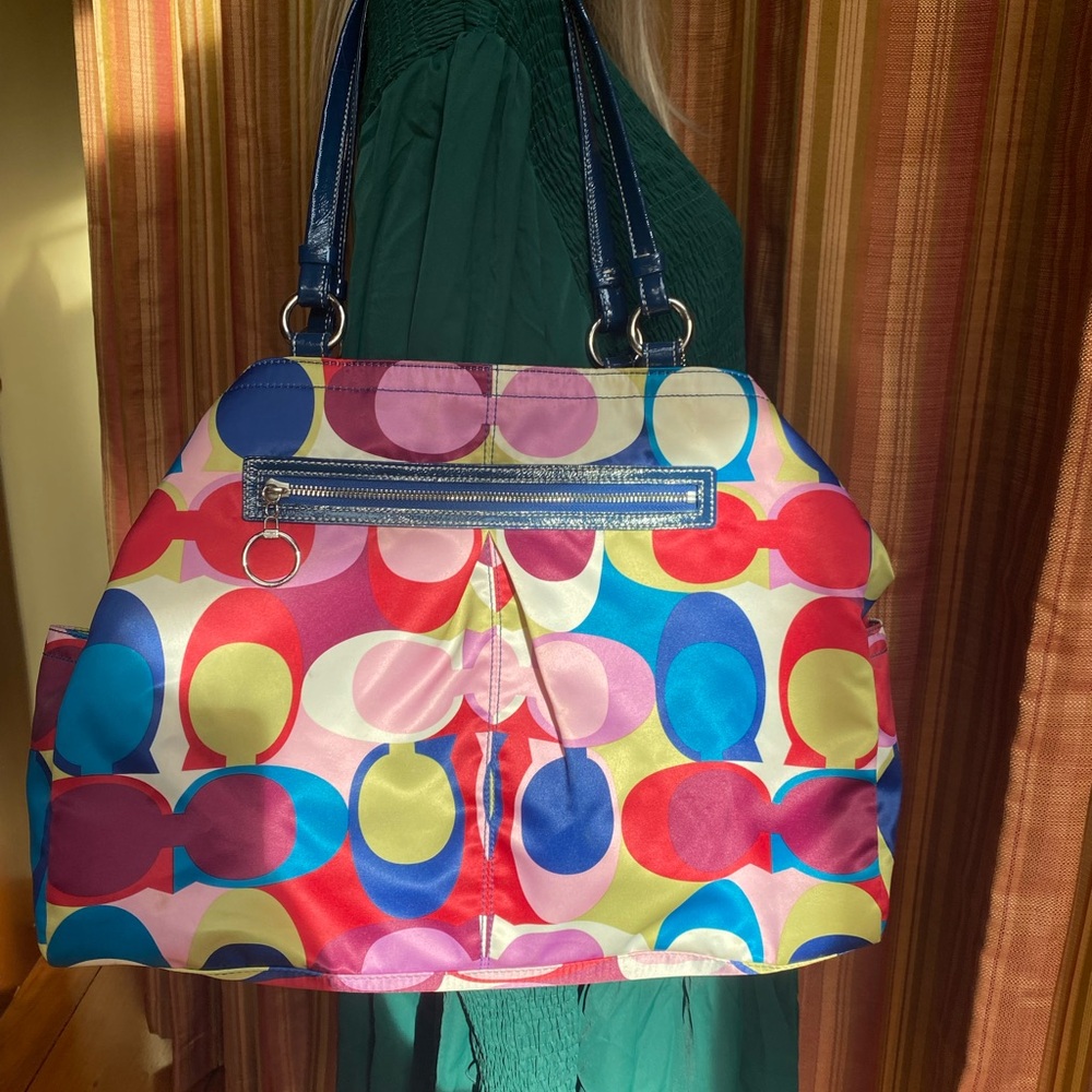 Coach Multicolor Shoulder Bag with Blue Accents